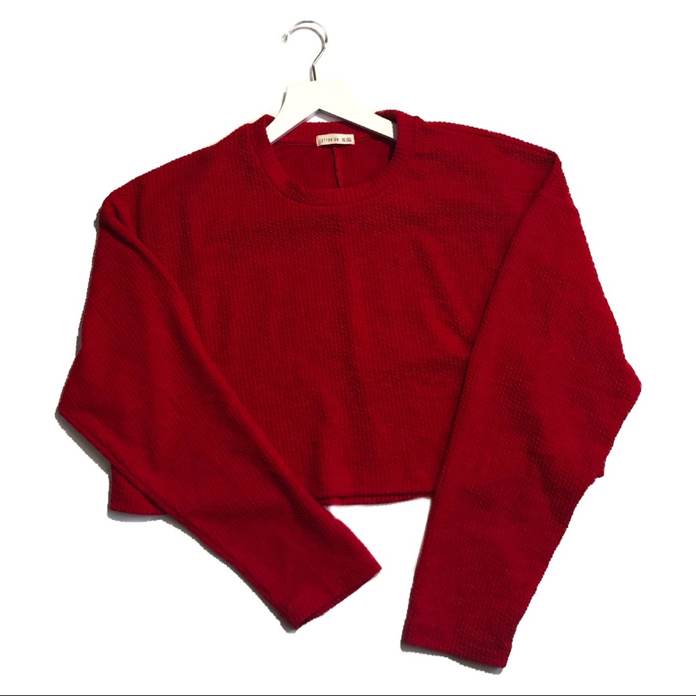 Red cropped sweater